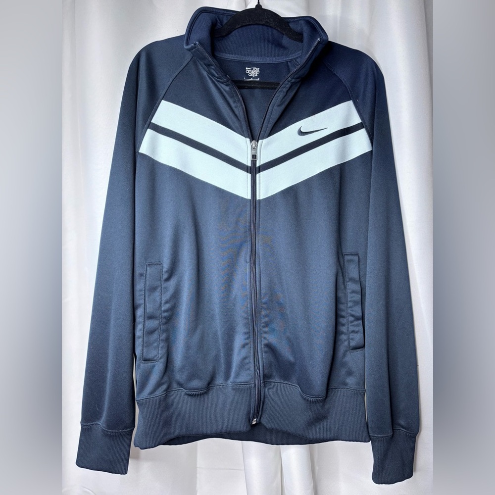 Nike Athletic Dept Track Jacket Men Navy White Full Zip Size L